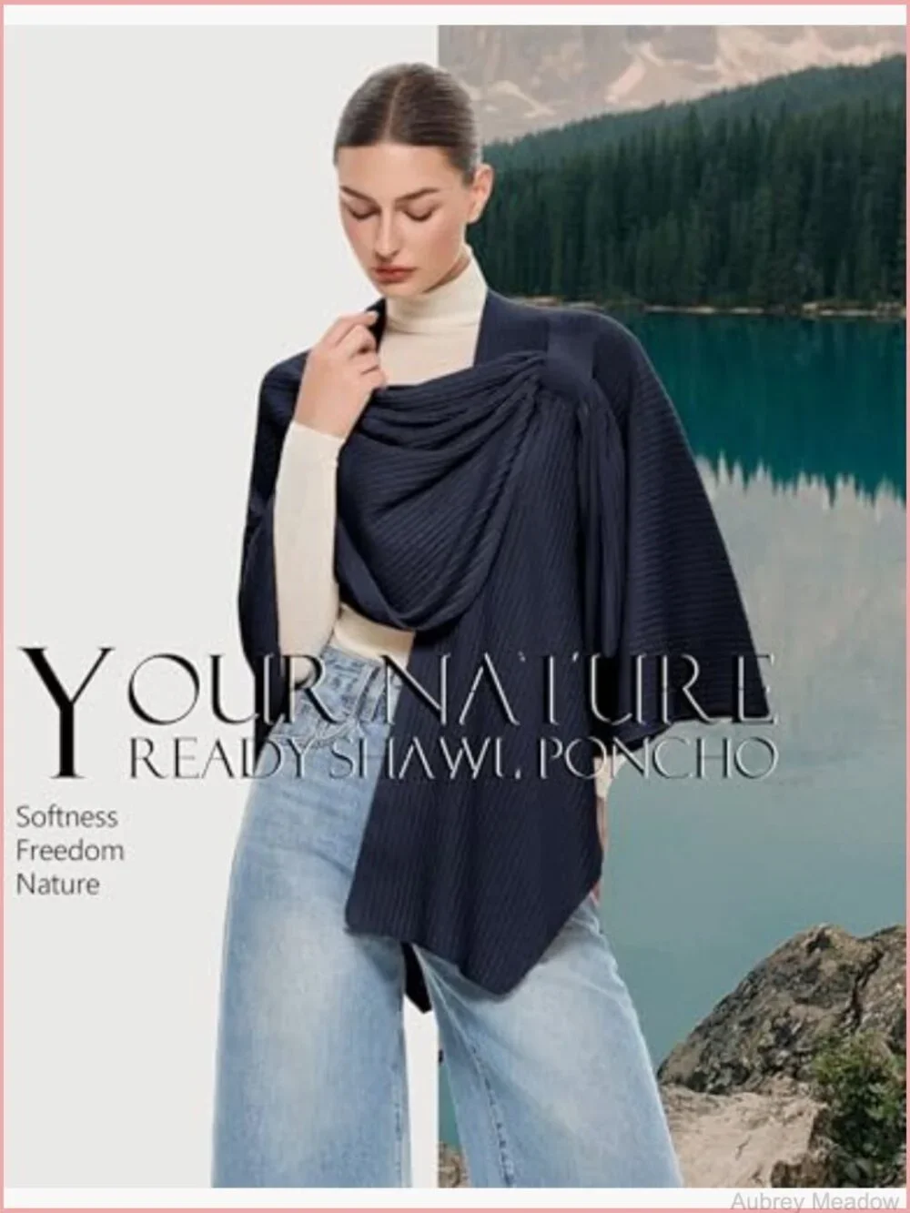 Elegant Cross Front Shawl Wrap Knitted Poncho Cape Sweater Soft Warm Travel Wrap